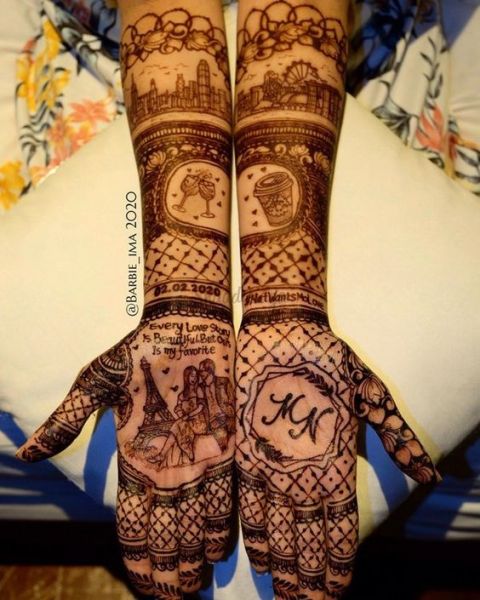 30+ Minimal & Chic Mehendi Design Ideas for the Bride's BFFs | WeddingBazaar